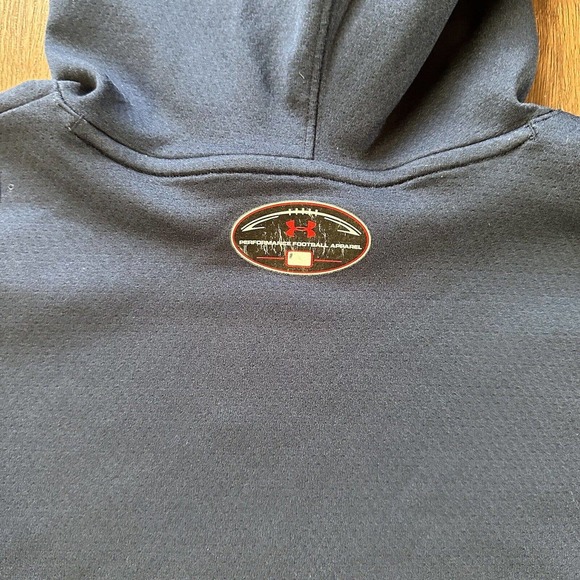 Under Armour Mens Hoodie Size Small Coldgear Navy Blue Pullover Football Active - Picture 10 of 12